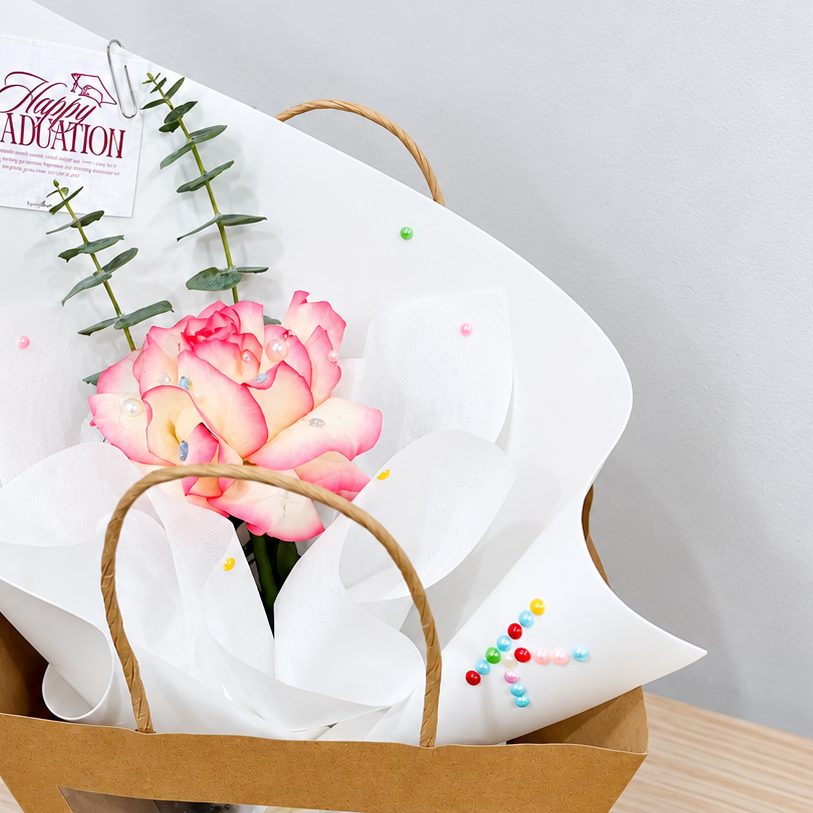 Initial Bloom – Pink Rose Bouquet