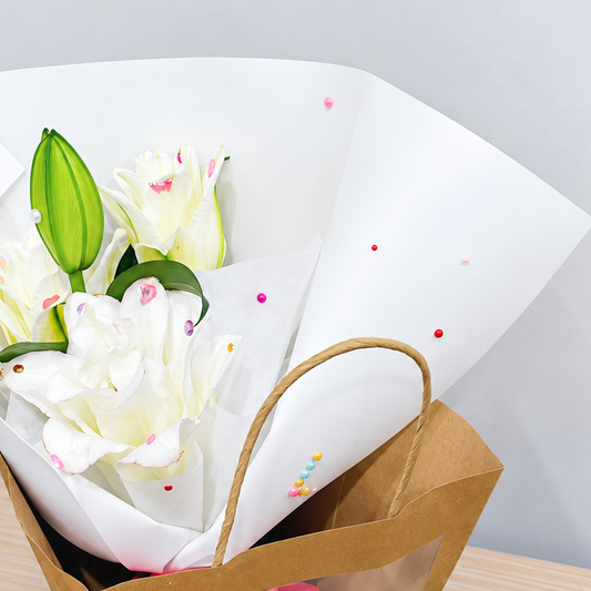 การเบ่งบานเริ่มต้น – ช่อดอกลิลลี่สีขาว